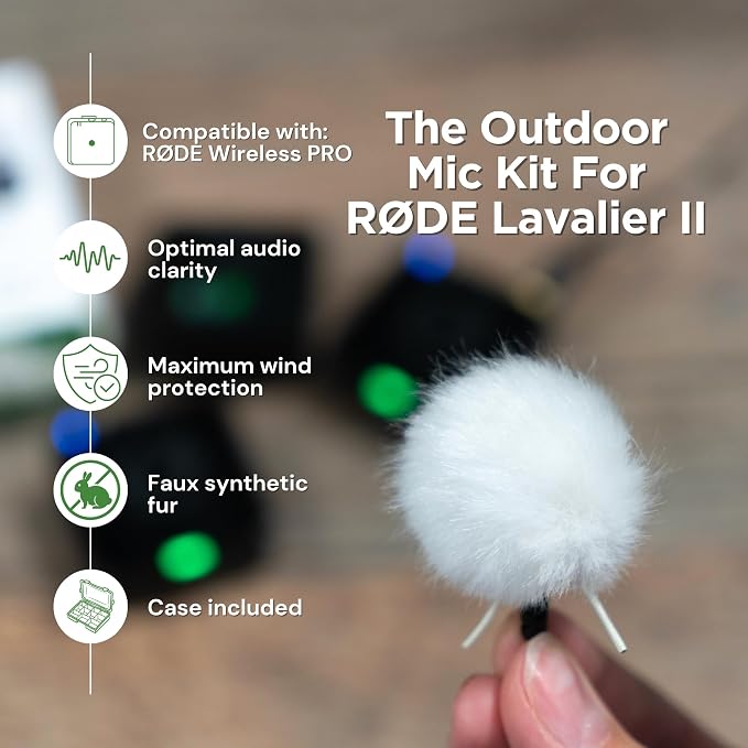 Bubblebee Outdoor Mic Cover Kit for RODE Lavalier II & RODE Wireless Pro Accessories –Wind Reduction Dead Cat Mic Windscreen Cover -Content Creators, Videographers, Audio Engineers & Filmmakers, White - Image 2