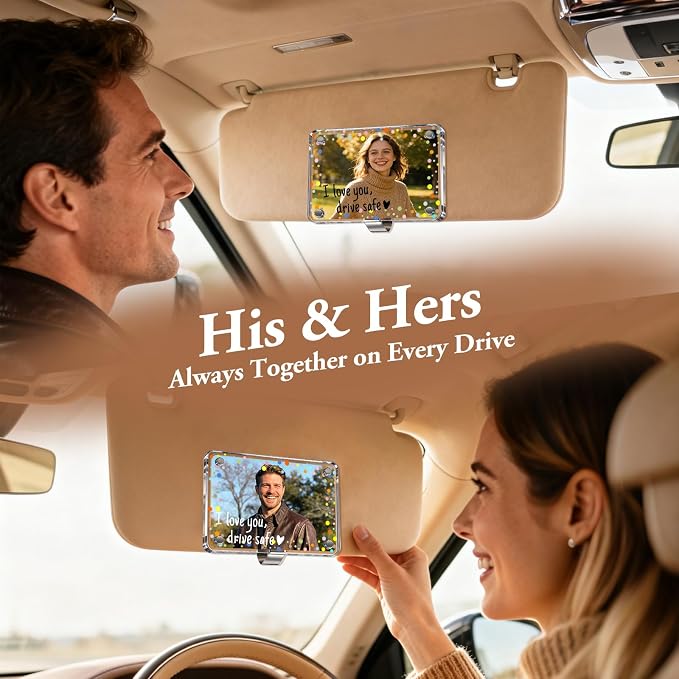 CoBak 2 Pack Acrylic Car Photo Holder, Magnetic Personalized Car Visor Clip, Car Accessories & Car Decor, Romantic Valentine's Day Gift for Family & Couples' Personal Photos, Polka dots - Image 7
