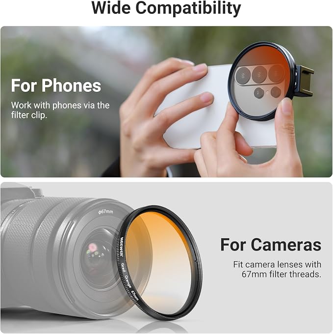NEEWER Clip On 67mm Phone ND Filter Kit with Cold Shoe Lens Clip, CPL/ND32/6 Point Star/4 Graduated Color Filter Compatible with iPhone 17 16 16e 15 Android Samsung Galaxy S25 Ultra S24 - Image 6