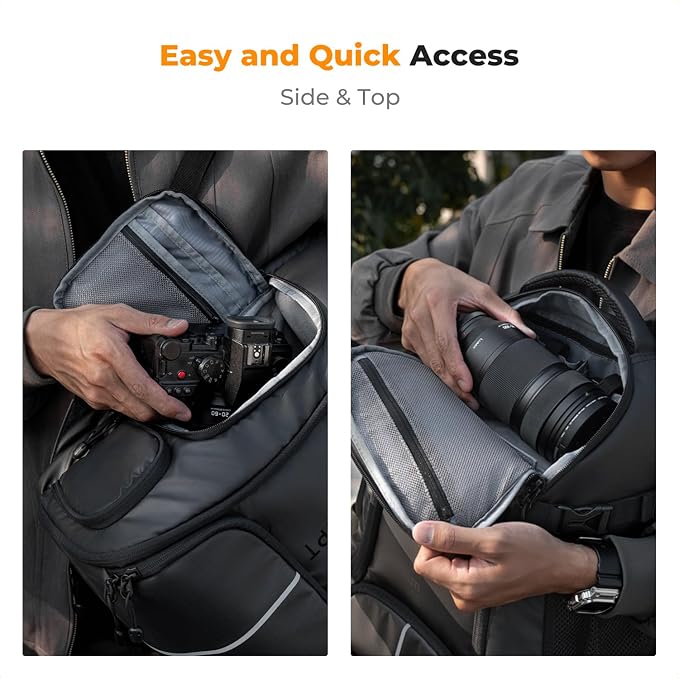K&F CONCEPT Camera Backpack,25L Large Capacity Camera Bag for Photographers | Raincover, 15.6 Inch Laptop Compartment, Compatible for Canon/Nikon/Sony/DJI Mavic Drone, B10 - Image 3
