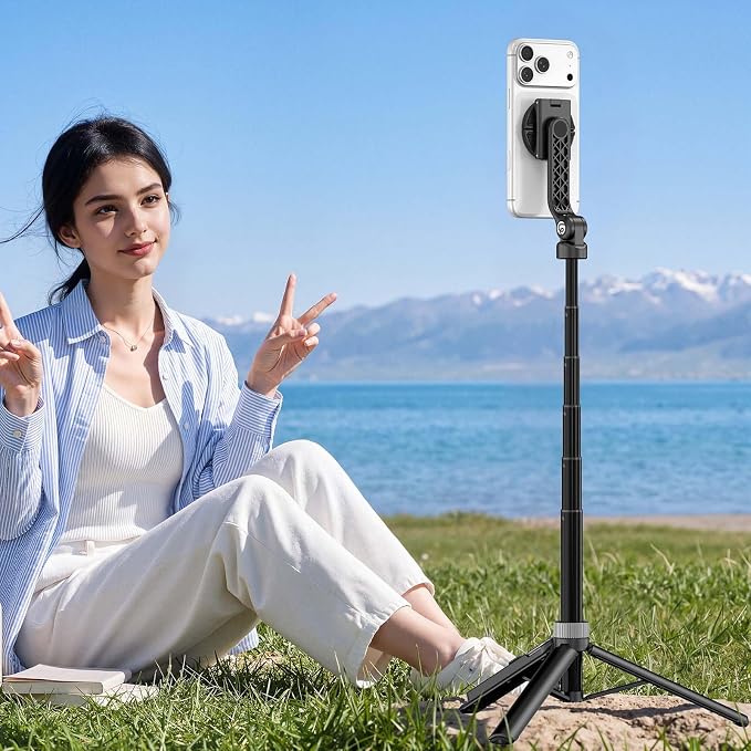 ULANZI TT86 Magnetic Tripod for iPhone 17, 35" Extendable Selfie Stick w Remote, 2-in-1 Phone Clip&Dual Cold Shoe Mounts-Lightweight Overhead Phone Tripod Stand for Vlogging, Travel, Video Recording - Image 5
