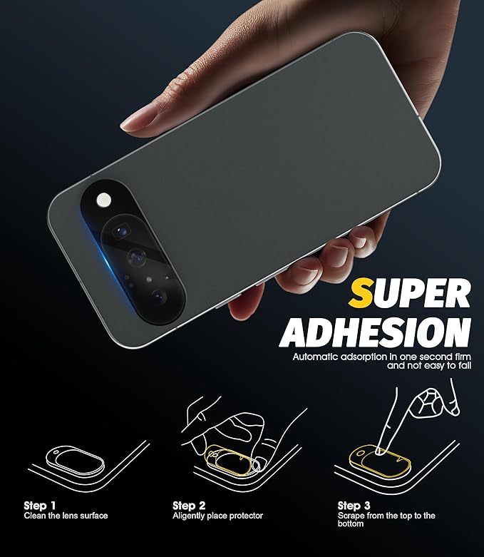 Orzero (5 Pack Camera Lens Protector for Google Pixel 9, Protector de Cámera Tempered Glass 9H Precise Camera Cutouts Anti-Scratch Does Not Affect Night Shots and Flash - Image 7