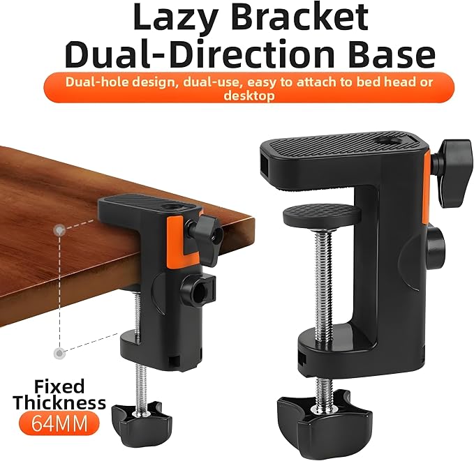 Heavy Duty Table Clamp Mount for Microphone Boom Arm, 2-in-1 C-Clamp Design for Mic Stand, Overhead Camera Arm, Desk Lamp Base – Fits up to 2.56 inch/6.5cm Desktop Thickness, 1 PCS - Image 6