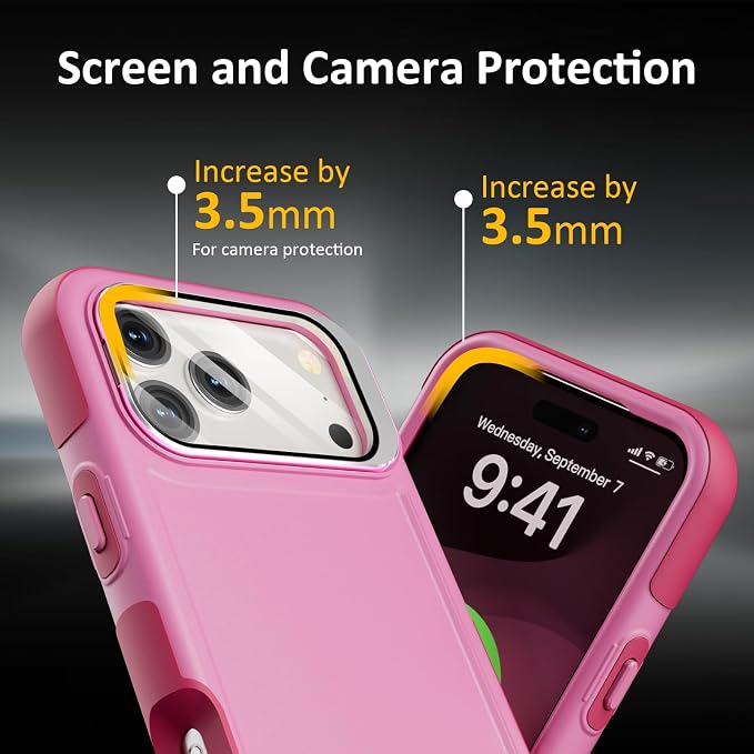 Follaroma Magnetic for iPhone 17 Pro Max Case with Camera Cover Stand, Pink | Built-in Glass Camera Cover Stand,Compatible with MagSafe,Heavy Duty Shockproof Protective,Military-Grade Anti-DropDual Case - Image 7