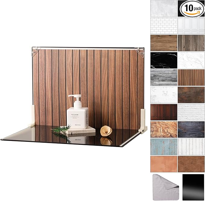 Food Photography Backdrops, 10 Pcs 20 Patterns | Gloss Black Acrylic, Photo Backdrop Board, Waterproof, Tabletop Small Shooting Kit by Unknown