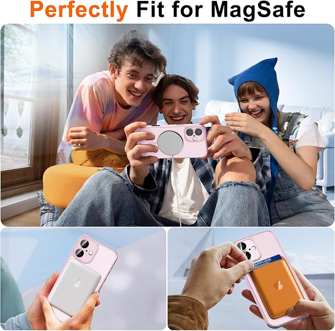 for iPhone 16 Case with Privacy Screen Protector, Pink | Full Camera Protection, Matte Translucent, Magnetic, Compatible with MagSafe, Shockproof Phone Cover, Slim Fit - Image 4