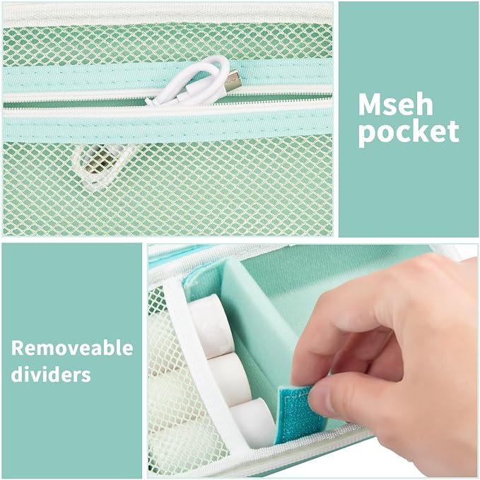 Kids Instant Print Camera Case, Travel Storage Bag for Girls Boys | for ESOXOFFORE for Dylanto for Anchioo for WEEFUN for GKTZ for Amzelas for Mafiti, Mesh Pocket, Wrist Strap, Mint Green - Image 3