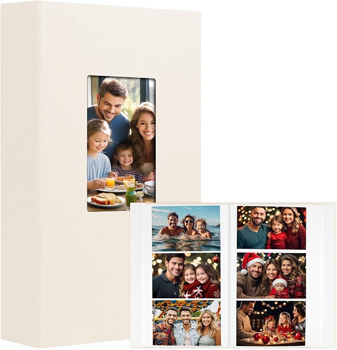 Aevdor 4x6 Photo Album, Holds 360 Photos, Linen Cover, Beige | Horizontal 4x6 Photo Format Only, Easy-View Clear Pockets, Family, Wedding, Baby, Travel and Graduation Prints by Aevdor