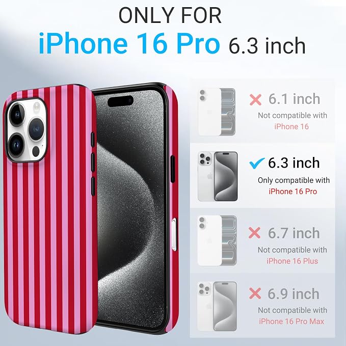 TPU Phone Case for iPhone 16 Pro, MagSafe Wireless Charging Compatible, Shockproof Slim Fit Protective Cover with Anti-Yellowing & Raised Camera Protection (Stripe 4, iPhone 16 Pro) - Image 2