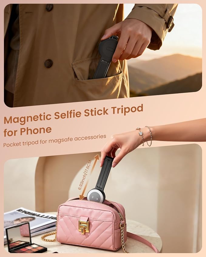 2 in 1 Magnetic Selfie Light Tripod for iPhone for Magsafe Tripod | magnetic adsorption,phone mount smartphone stand selfie stick with fill light for iPhone accessories,3 color temps brightness - Image 5