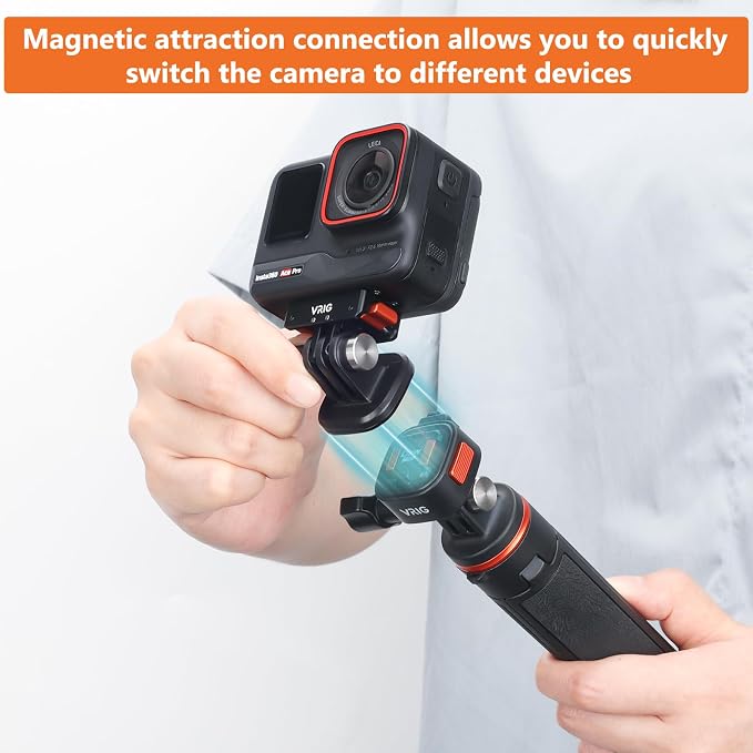 VRIG Mini Quick Release Base Mount for Action Camera, Magnetic Tripod Mount Adapter Compatible with DJI OSMO Action 5Pro/4/3,Go-Pro Hero 13/12/11/10, Akaso, Insta360 (Magnetic Accessories) - Image 2