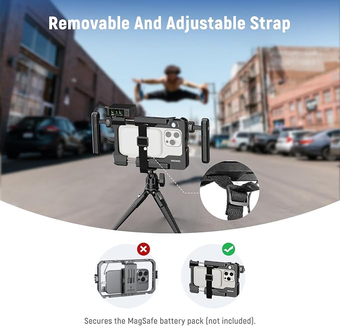 NEEWER Universal Smartphone Video Rig with Handles 67mm Filter Adapter | Anti Drop Cold Shoe Compatible with DJI Mic iPhone Samsung Galaxy Android, Phone Cage Stabilizer for Video Recording, PA017 - Image 5