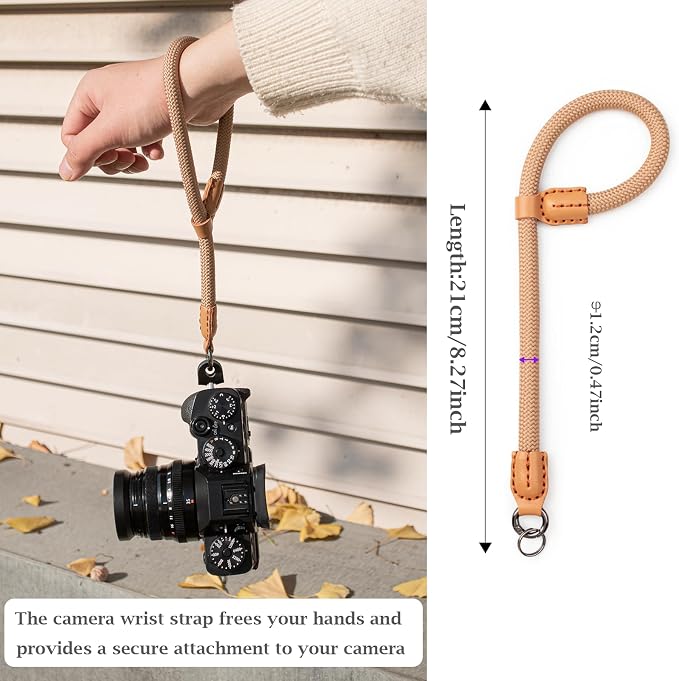 VOVMOEYA Rope Camera Wrist Strap for Sony Fujifilm Nikon Canon DSLR - Hand Strap - Khaki - Image 2