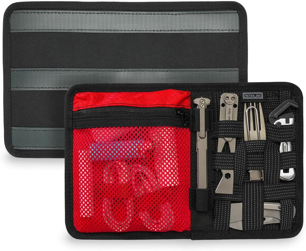 TACTICAL_GEEK EDC Organizer Board, Anti-Slip Elastic Woven Board, Utility Bag Insert Panel for Small Gear, Backpack Accessories (TCM10-Black Red) by TACTICAL_GEEK