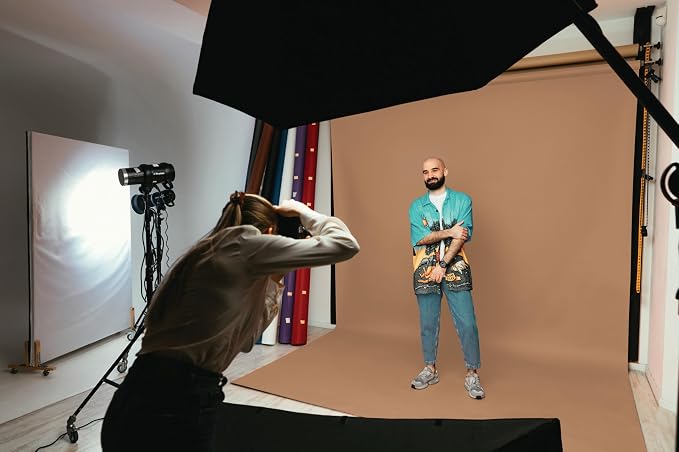 Denny Mfg Seamless Paper Backdrop for Photoshoot, Brown Latte, 53in x 36ft | Backdrop Roll, Matte Finish for Portraits, Product Photos and Video Shoots, Includes Free Roll Gaffer Tape (2 in x 13 ft) - Image 3