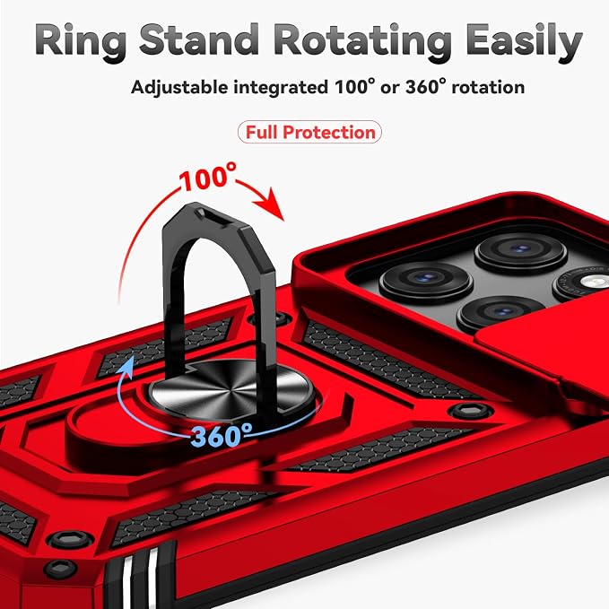 SunStory Compatible with Motorola Moto Edge 2026 Case with HD Screen Protector & Slide Camera Cover & Rotated Ring Kickstand, [Military-Grade] Phone Case for Moto Edge 2026,Red - Image 4