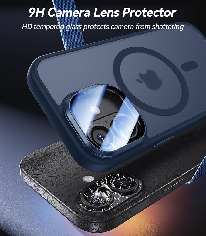 VOFATA [Upgraded Full Camera Protection] for iPhone 17 Case with Camera Cover Stand [Fit for MagSafe][10FT Mil-Grade Protection] Translucent Magnetic iPhone 17 Phone Case, Blue - Image 2