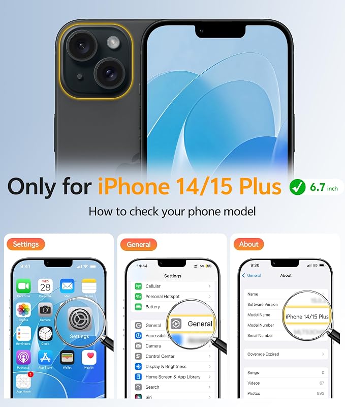 FNTCASE for iPhone 15/14 Plus Case, Fit for Magsafe, Screen Protector Blue | Translucent Matte Magnetic Back, 14FT Military Grade Drop Protection, Shockproof Protective Phone Cover, Blue - Image 2
