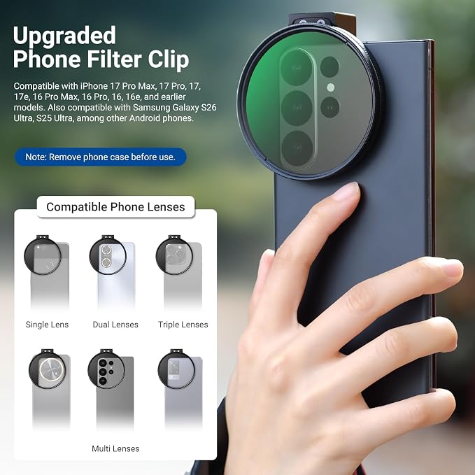NEEWER 67mm Phone CPL Filter with Cold Shoe Clip, HD Circular Polarizer Lens Filter Accessories with Adjustable Polarization, Compatible with Android Samsung S26 Ultra iPhone 17 Pro Max & More, FL-113 - Image 4