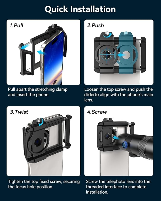 MIAO LAB 30X Telephoto Lens, High Power HD Telephoto Phone Lens with Adjustable Tripod and Universal Phone Clip, Phone Lens Attachment for iPhone & Android - Image 8