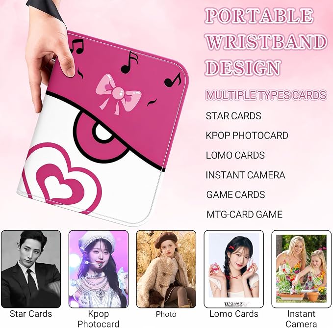 Zipper Seals Kpop Photocard Binder, A5 PU Leather Binder Card Collector Album for Fujifilm Instax Mini Camera, Polaroid Camera, Suitable for Lomo Cards, 50 Pack 4-Pocket(400 Photos/Card) - Image 4