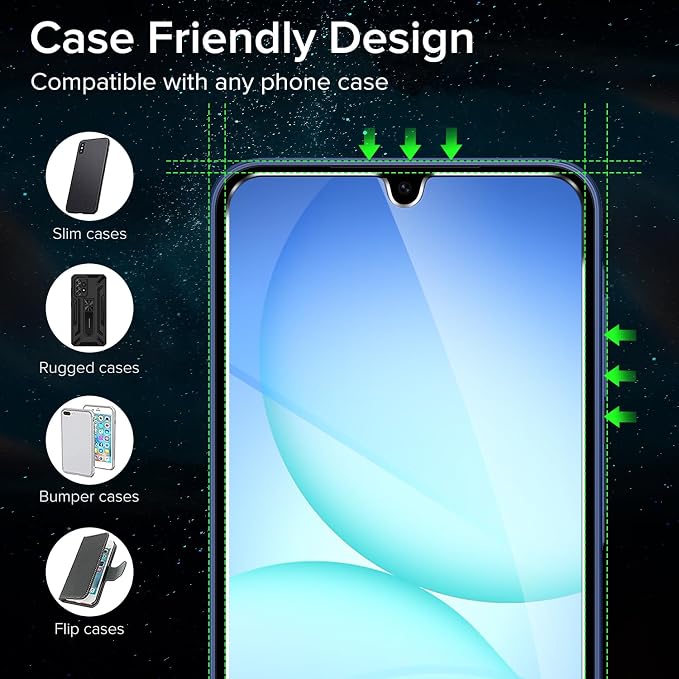 ivoler Screen Protector for Samsung Galaxy A17 5G/ A16 5G Tempered Glass | 2 Pack with [Easy Installation Frame], Anti-Scratch Case Friendly Clear HD Film for Samsung Galaxy A16 6.7 inch - Image 4