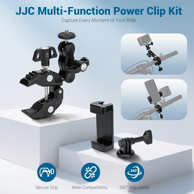 Super Clamp Camera Mount Kit with 360° Dual Ballhead Magic Arm,1/4" and 3/8" Threaded Holes,Action Camera Phone Holder Adapter for Dji Osmo Pocket 4 Monitor LED Light Microphone Desk Tripod Motorcycle - Image 2