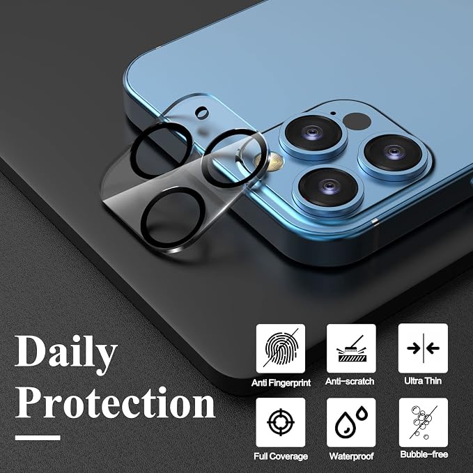 YWXTW [5 Pack Camera Lens Protector Compatible with iPhone 12 Pro Max 6.7" Tempered Glass, [Night Shooting Mode] Case Friendly, High Definition - Image 3