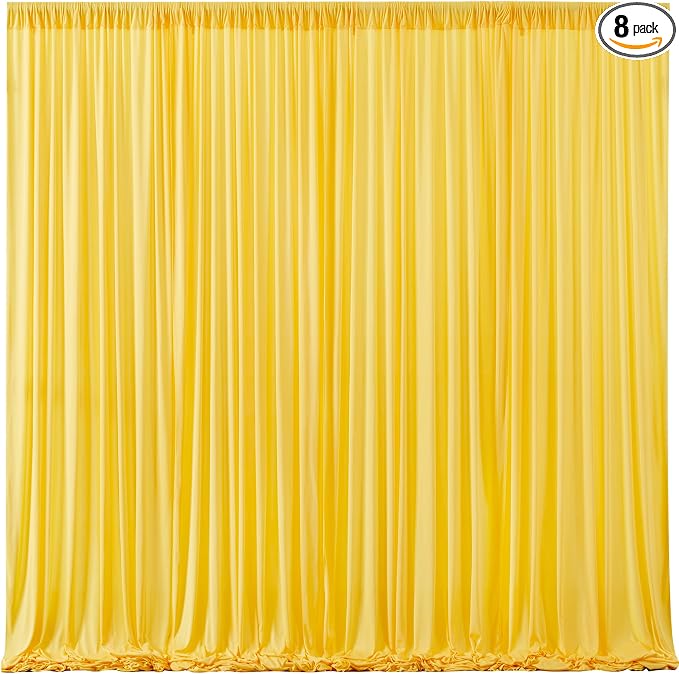Yellow Backdrop Curtains-Wrinkle-Free Polyester Photography Drapes Party Curtain Background for Baby Shower Wedding Decorations- 32 X10FT (Yellow) by WishCare