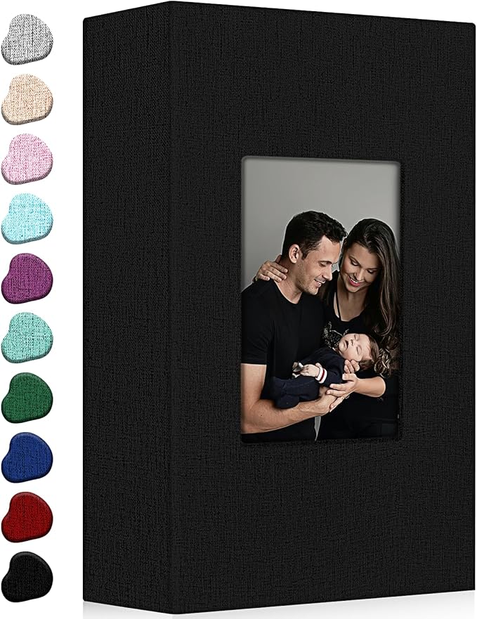Ejblfe Photo Album 4x6,Linen Cover Slide-in Photo Album Book Can Holds 300 4x6 Photos with 50 Black Sheets for Family,Wedding,Baby and Holiday Pictures (Black) by EJBLFEPremiumPhotoAlbums