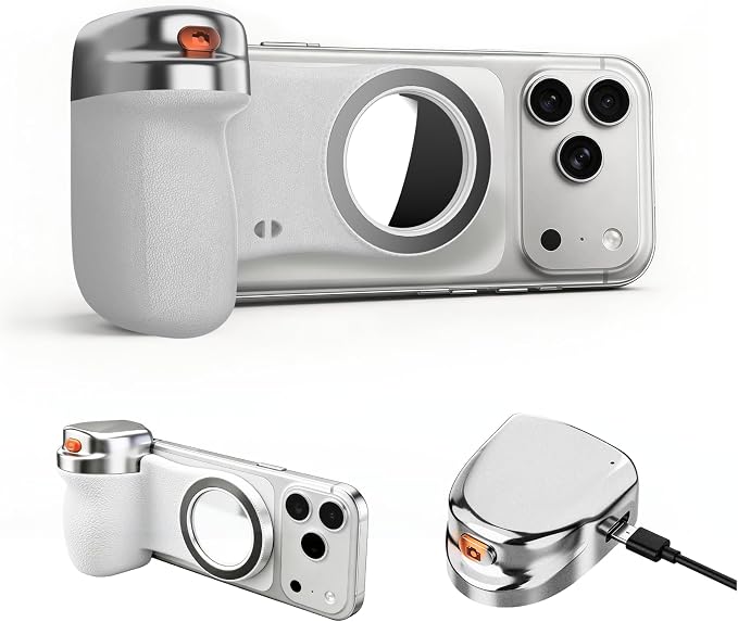 Magnetic Phone Camera Grip, Shutter Grip Handle Holder for iPhone/Android with Detachable Wireless Shutter Remote and Convenient Keychain Hook by IMGROSE