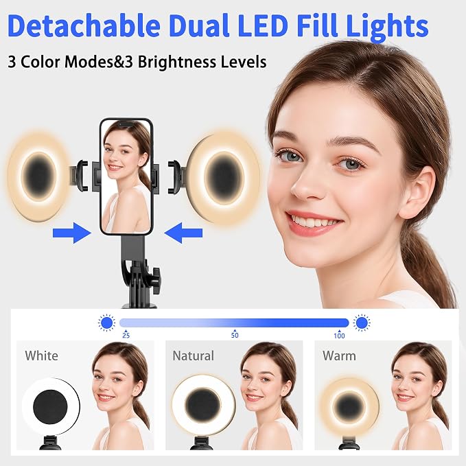 Auto Face Tracking Tripod for iPhone with Light 70.9” Selfie Stick Tripod Stand Follows Your Movement 360°Phone Camera Tripod with Wireless Remote for Content Creator Vlog Live Stream Video Recording - Image 7