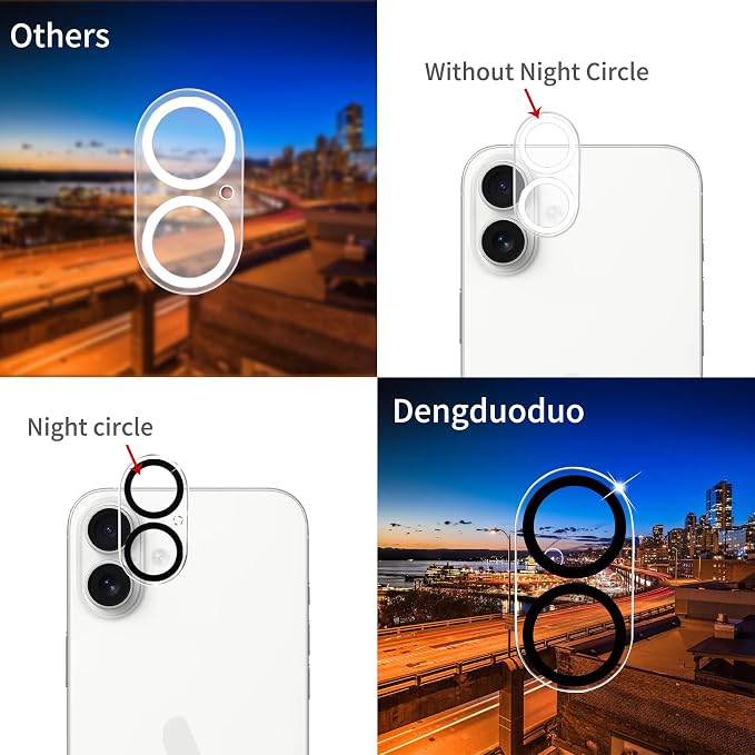 Dengduoduo 3 Pack Camera Lens Protector for iPhone 17, Tempered Glass, Ultra HD, 9H Hardness, Anti-Scratch, Case Friendly,[No Affect on Night Shots], Clear - Image 7
