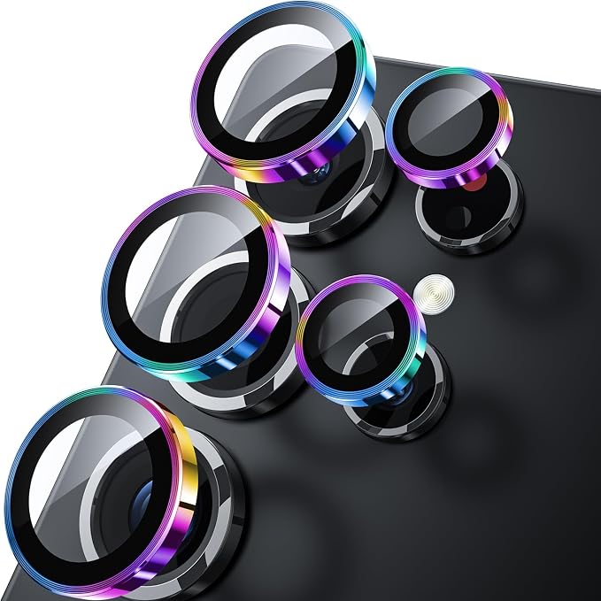 WSKEN for Samsung Galaxy S25 Ultra Camera Lens Protector - Ultra Thin | Case Friendly, 9H Shatterproof Tempered Glass, Anti Scratch Metal Circle, Camera Screen Protector Cover Accessories, Colorful by SmartProtectionGreenerFuture