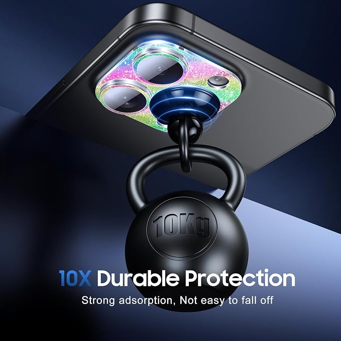 UniqueMe for iPhone 16 Pro/16 Pro Max Camera Lens Protector-Bling Colorful | 3 Pack, Drop Protection, Case Friendly, 9H Tempered Glass, Camera Cover Screen, Update New Version - Image 2