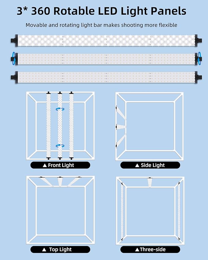 Glendan 40"x40" Light Box Photography, Large Photo Light Box | 3 Light Panels, 594 LED Beads, CRI >95, Professional Photo Booth Shooting Tent Kit with 4 Color Backdrops for Product - Image 6