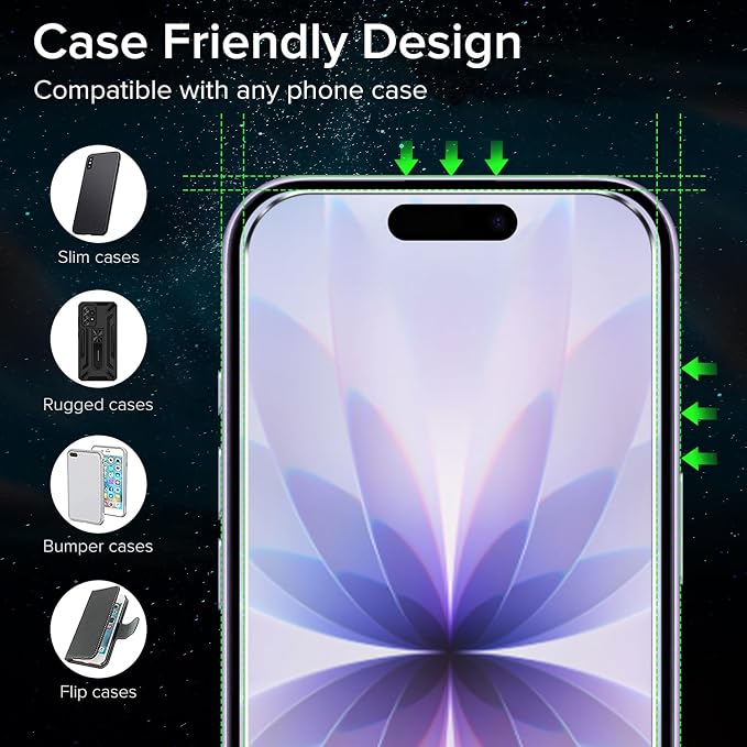 ivoler Screen Protector for iPhone 17/16 Pro 6.3" Tempered Glass 2-Pack | with [Easy Installation Frame], Anti-Scratch Case Friendly Clear HD Film for iPhone 17/ iPhone 16 Pro 6.3 inch - Image 5