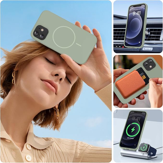 Miracase Magnetic for iPhone 12 Case/iPhone 12 Pro Case, Patina Green | Compatible with MagSafe, Anti-Scratch Microfiber Lining, Premium Silicone Shockproof Drop Protection Phone Case for 12/12 Pro - Image 8