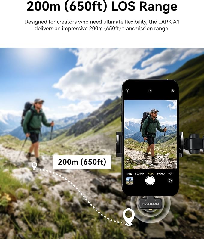 Hollyland Lark A1 Wireless Microphone for iPhone & Android, 48kHz/24-bit Studio Audio, 3-Level Noise Cancellation, 200m Range, Magnetic Mini Mic for Video Recording & Live Streaming (2TX + USB-C RX) - Image 6
