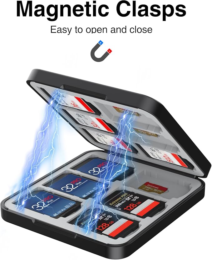 HEIYING Memory SD Card Holder with 24 Card Slots for Micro SD Cards | 12 SD + 12 Micro SD Slots, Magnetic Closure, Compact Portable Storage case with Soft Silicone Interior for Card Protection - Image 5