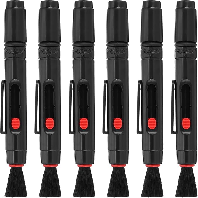 PATIKIL Camera Dusting Brush, Multifunction Cleaning Brush Keyboard Lens Cleaning Pen Screen Lens Cleaner for Vinyl Records, LP Scan, SLR & Computer Screens,6 Pcs Red by PATIKIL