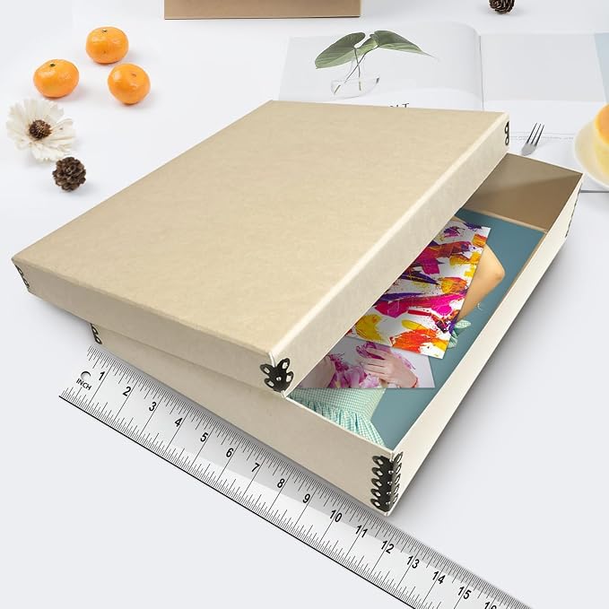 Lineco Museum Archival Storage Box, Drop Front, 11.75x17.75x3.75 in, Tan | Acid-Free with Metal Edge, Preserves Picture Longevity, Organize Photos, Newspapers, Prints, Documents, Crafts, DIY - Image 3