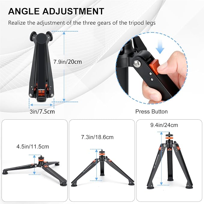 Koolehaoda Mini Tripod Base for Monopods, Aluminum Desktop Tripod | Universal 1/4" & 3/8" Screw Mount, for DSLR Camera Monopod Unipod Ball Head, Lightweight Portable Support Base, Photography - Image 4