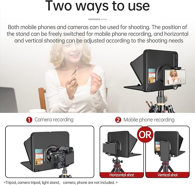 LENSGO 9.7” Teleprompter for Camera iPad Tablet Smartphone w/Remote Control, APP Compatible with iOS & Android System for Online Teaching Vlogger Live Streaming Interview, Fold in One Sec - Image 6