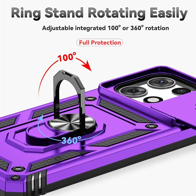 for Moto G 2026 /Moto G Play 2026 Case,with Screen Protector and Camera Cover,[Military Grade] 16ft.Drop Tested Cover with Magnetic Kickstand Protective Case for Motorola G 2026, Purple - Image 5