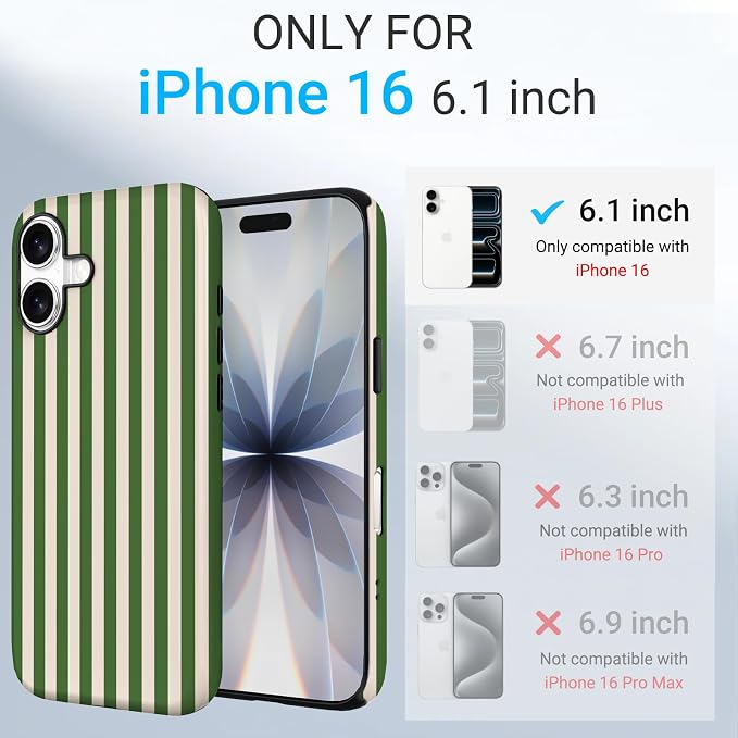 TPU Phone Case for iPhone 16, MagSafe Wireless Charging Compatible, Shockproof Slim Fit Protective Cover with Anti-Yellowing & Raised Camera Protection (Stripe 2, iPhone 16) - Image 2