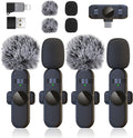 4 Wireless Lavalier Microphones Systems for iPhone Android Phone Pad Computer, Pro Clip On Mini Lapel Mics Little for Content Creators Video Recording Vlogging Podcast Stream, 48KHz 24Bit by ZERFUN