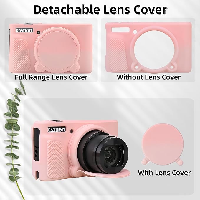 Camera Case for Canon PowerShot SX740/ SX730 Digital Camera, SX740 HS Case | Soft Silicone Protective Case Removable Lens Cover, Comes with 2 Screen Protectors and 1 Wrist Strap. (Smoked Pink) - Image 4