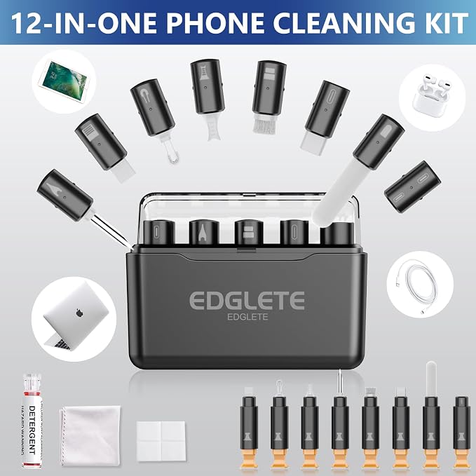 iPhone Cleaning Kit for Charging Port Cell Phone USB C with Storage Case | Multi-Tool, Cleaner Kit for AirPod, iPhone Cleaner, Portable Repair Tool, for Lightning Charger Cable iPad Electronic Devices - Image 2