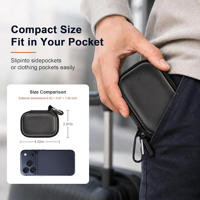 PAIYULE Hard Drive Case for SANDISK Extreme Portable SSD (New Model) | Fits 1TB, 2TB and 4TB SSDs, with SD Card Pocket,Elastic Strap,Mesh Pocket and Carabiner,Not fits for Pro,Case Only Black - Image 7